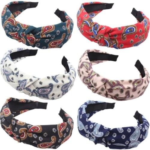 Fashion Print Hair Accessories Simple Wide Edge fabric Printed Headband Hair Ornament INS Womens Turban Hair Clip Girls Gift