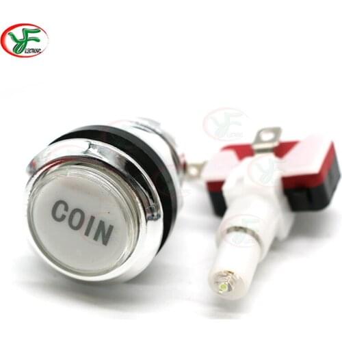 COIN Logo CHROME Silver plated 5V/12V LED illuminated Push Button With Microswitch For JAMMA Arcade Game Joystick DIY Kit