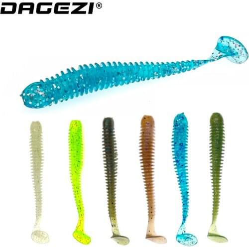 DAGEZI Soft Jig Fishing Lure Silicone Swimbait Bass Bait 10pcs/lot T Tail Silicone Soft Bait Carp Fishing Tackle
