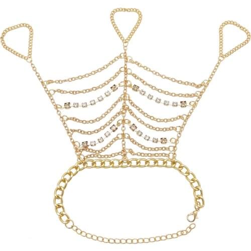 New Bohemian Personality Crown Rhinestone Overlap Chain Bracelet Ladies Party Jewelry Gift