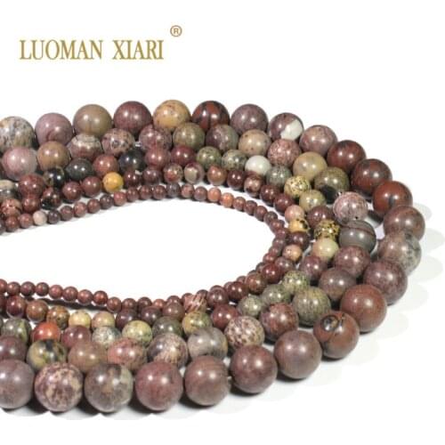 Wholesale AAA+ Caohua Stone Picture Natural Round Stone Beads For Jewelry Making DIY Bracelet 4/ 6/8/10/ 12 mm Strand 15.5