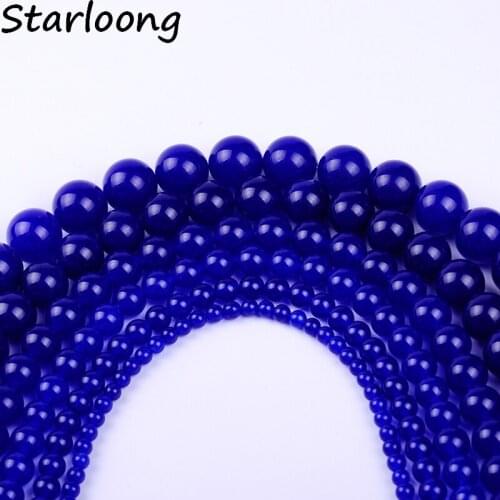 4,6,8,10,12mm AAA wholesale round dark blue natural Bead chalcedony loose strand stone beads For Bracelet DIY Jewelry Making