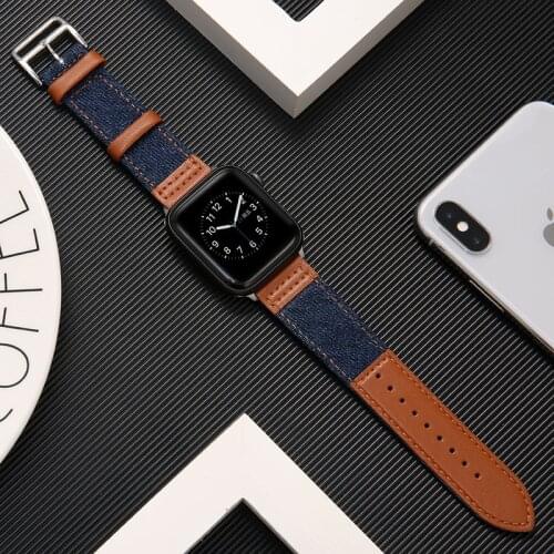 Fabric&Genuine Leather strap for apple watch band 42mm 38mm 44mm 40mm apple watch 5/4/3/2/1 bracelet wristbelt Accessories