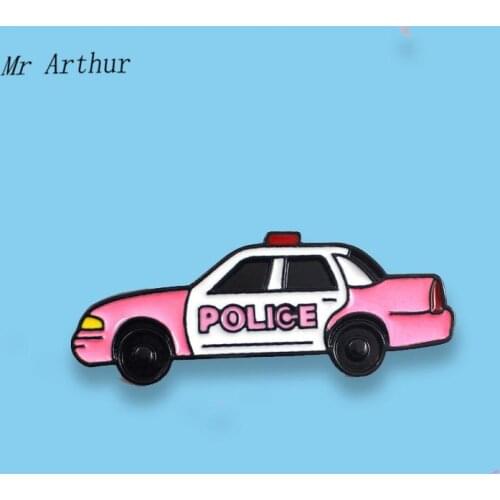Pink Plice Enamel Pin Pink Mini Car Badge Brooch Backpack Clothes Lapel Pin Fashion Jewelry Gift for Friends