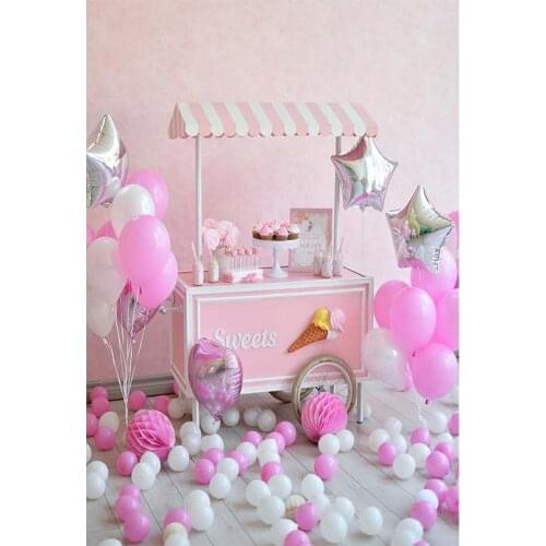 Pink Sweet Photography Backdrops Dessert Table Balloons Children Girls Backgrounds for Photo Studio Customizable Photophone