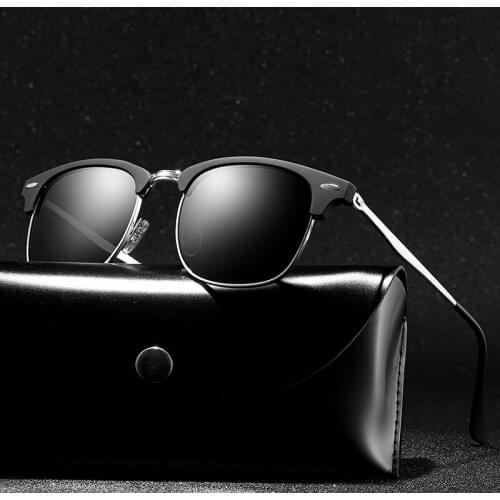 With Case Polarized Sunglasses Half Frame Sun Glasses Famous Brand Sunglases Polaroid Sunglasses Retro Feminino for Women Men