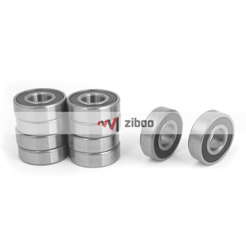 10Pcs 6203RS 17mm ID 40mmOD Shielded Deep Groove Ball Bearing Silver Tone Black