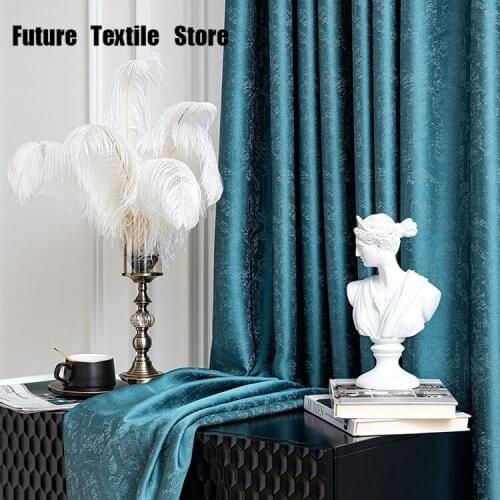 New Chinese Curtains Baroque High-precision Jacquard Blackout Curtain Pure Color Satin Curtains for Bedroom and Living Room
