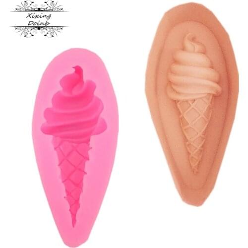 DIY ice cream cone shape silicone mold fudge cake decoration mold Chocolate Mold paper cup cake decoration