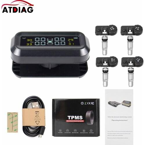 Solar TPMS Car Tire Pressure Alarm Monitor System Display Intelligent Temperature Warning Fuel Save with 4 Sensors tpms