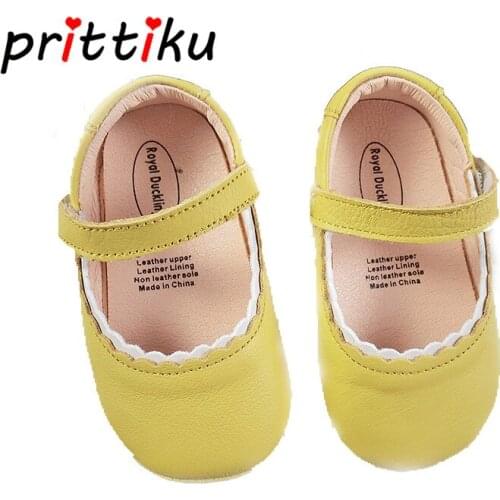 First Walker Baby Girls Shoes Newborn Kids Mary Jane Flats Infant Children Genuine Leather Yellow Red Black White Dress Shoes