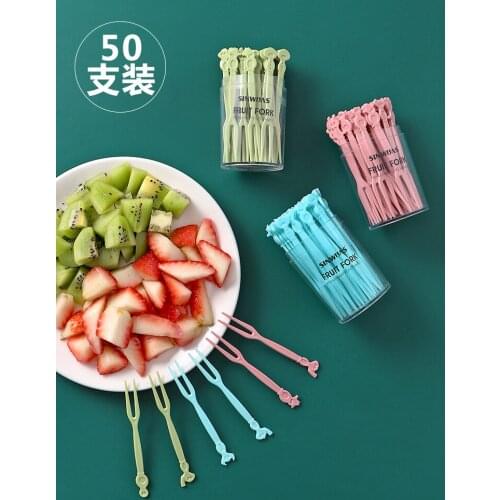 Creative Fruit Fork Set 50 PCS/Lot Disposable Plastic Mini Food Picks Kichen Accessories Cake Dessert Forks