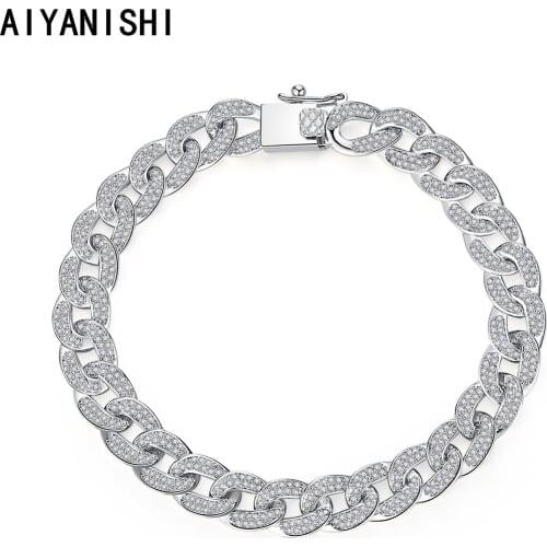 AIYANISHI 18K Gold Filled Tennis Bracelets 2021 New Luxury Trendy 17cm 19cm Bracelet Bangle for Women Anniversary Gift Jewelry