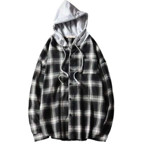 Vetement Femme 2019 Hoodies Tracksuit Man/Women Autumn Casual Plaid Shirts Long Sleeve Shirt Top Hooded Blouse