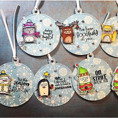 Winter Snowman Penguin Metal Cutting Dies & Coordinating Stamp For Scrapbooking Craft Embossing Stencil Die Cut Card Making