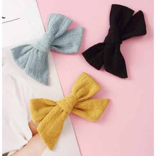 1Pc Cotton Linen Hair Bows With Clip For Baby Girls Plaid Hair Clips Barrettes Hairpins Headwear Hair Accessories