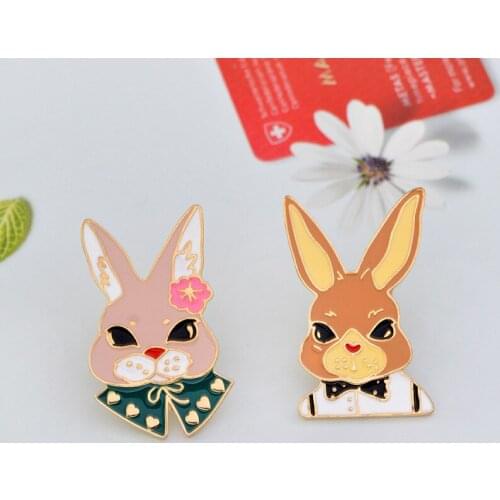 1 PCS cartoon Rabbit Series Badges on A Pin Badges for Clothes Free Shipping Badge for Backpack metal Badges