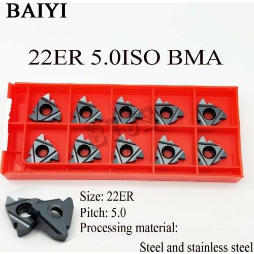 10pcs carbide threading insert 22ER 5.0ISO BMA lathe thread tool Internal Processing stainless steel and steel 22 ER 5.0ISO