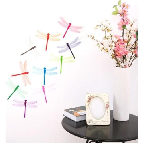10pcs Decal Wall Stickers Home Decorations 3D Dragonfly Rainbow Popular Stickers Colorful Home Decal DIY Best Price