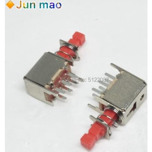 10Pcs Directly KeySwitch A03 PS-22F03 6pins Self-locking Red Straight Key Push Button Switch Power Switch with Spring Hot New