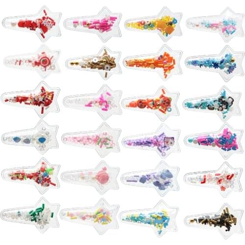 10pcs Transparent PVC Pocket Halloween Clay Slice Filled Candy Beads without Hair Clips For Phone Case Decoration,10Yc19831