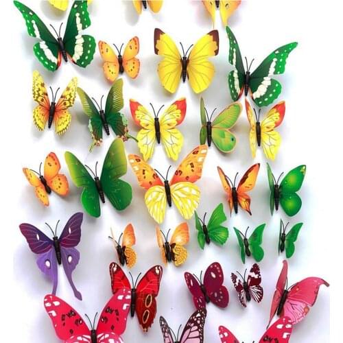 12pc 3D Butterfly Magnet Wall Sticker For Kids Colorful DIY Fridge Stickers Room Home Decor Bedroom Bathroom Party Decoration
