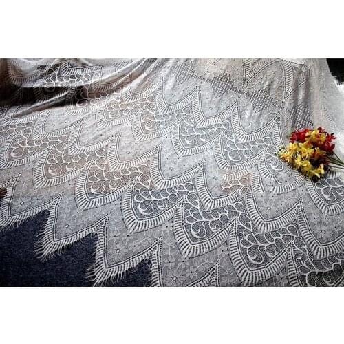 GLace 3M/Lot Brocade Fabric High Quality Export Eyelash Lace Fabric Cloth Dress Shawl Sewing Fabric DIY Accessories TX709