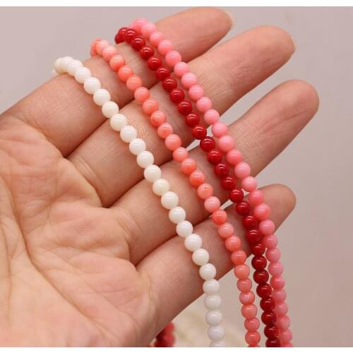 4MM White Red Pink Orange AAA High Quality Coral Beads Round for Jewelry Making Necklace DIY Bracelet Accessories Wholesale