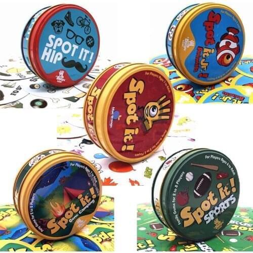 5 pcs New Spot Cards Game English Version for Children Family Activities Party Board Game Deck Board Games it with metal Box