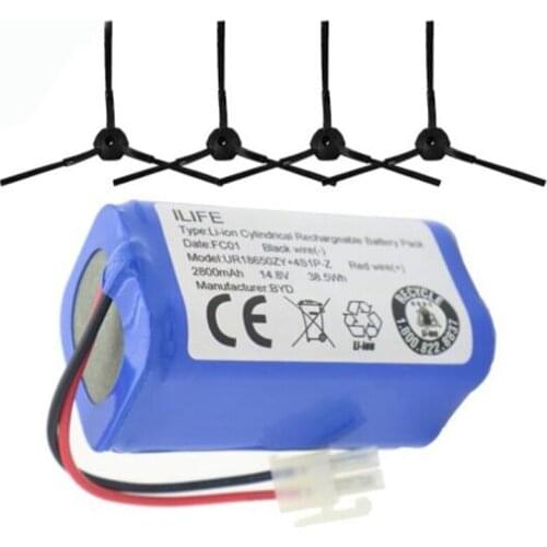 Battery 1x Battery+4x Brush Robotic Vacuum Cleaner Accessories Parts for Ilife V7S A6 V7S Pro Ilife V7S Plus