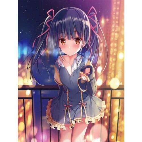 Anime girl fox Diy Painting Cross Stitch Rhinestone Mosaic 5D Full Square Diamond Embroidery Beads Decor Gifts