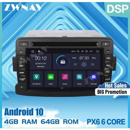 PX6 4+64 Android 10.0 Car Stereo DVD Player GPS Glonass Navigation for Renault Duster 2010-2015 Video Multimedia Radio head unit