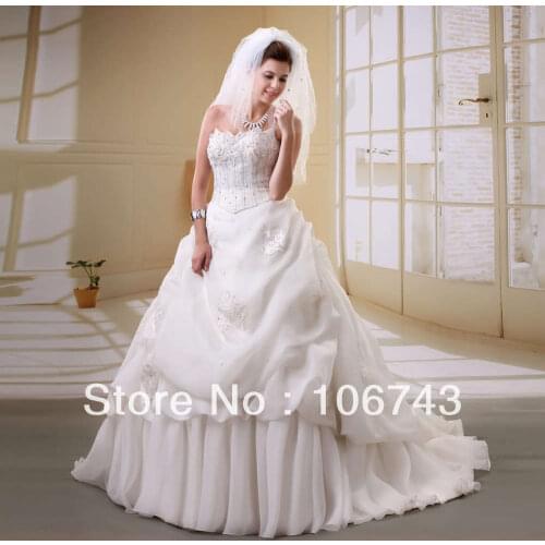 Free shipping 2016 new style hot sale Sexy bride wedding sweet princess beading embroidery draped Custom size bridal dress