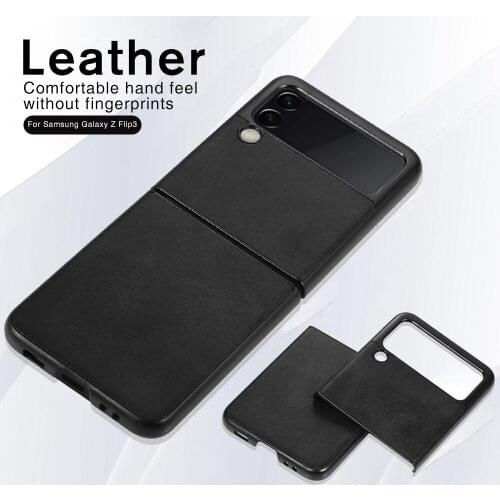 Leather Texture Hard PC Case For Samsung Galaxy Z Flip3 Phone Protect Cover Sumsung Z Flip 3 ZFlip3 5G Bumper Shockproof Coque