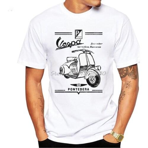 New Summer Fashion Men Short Sleeve Funny Classic Vespa Design T-Shirt Vintage Boy Casual Tops Cool Man Tees