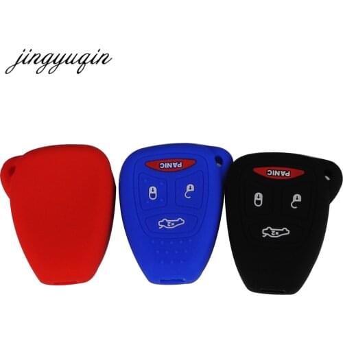 Jingyuqin 30pcs/lot Silicone 4 Button Remote Key Case Fob Protect Cover For Jeep /Dodge /Chrysler