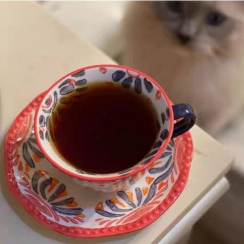 Coffee Cup and Saucer C Hand Pinch Irregular Underglaze Pearl Edge Exotic Style Coffee Cup Saucer C Hand Pinch Irregular Und