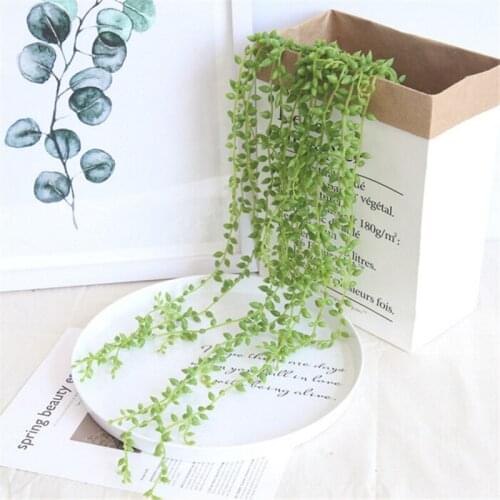 Beautiful Lifelike Lover Tears Simulation Green Plastic Rattan Wall Hanging Plant Wedding Party Birthday Decoration Home Decor