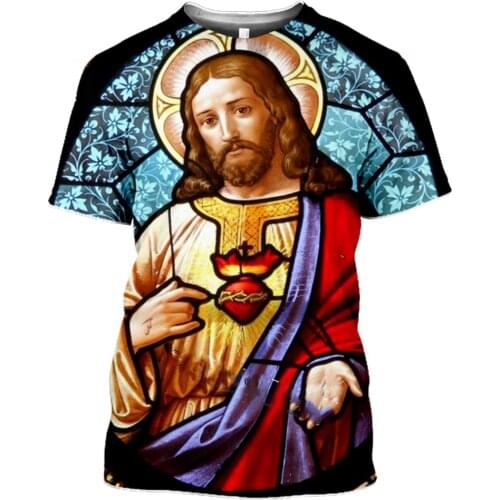 Summer fashion new 3D printing thank God Jesus personality design mens T-shirt casual breathable trend top