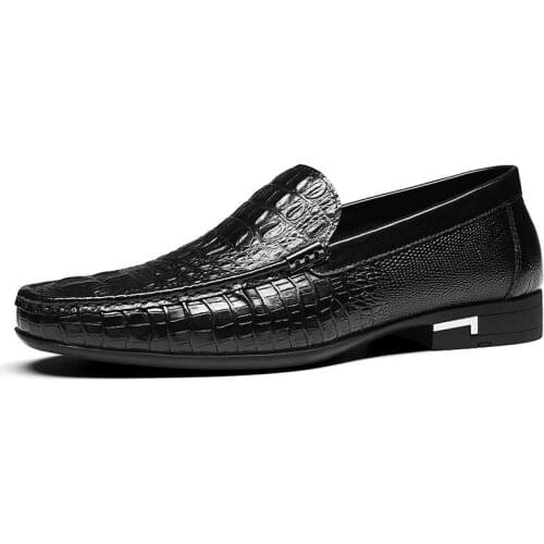 Mens Solid Color Fashion Trend Casual Shoes Men Loafers Genuine Leather Shoes Men Loafer Flats Breathable Driving Shoes Men