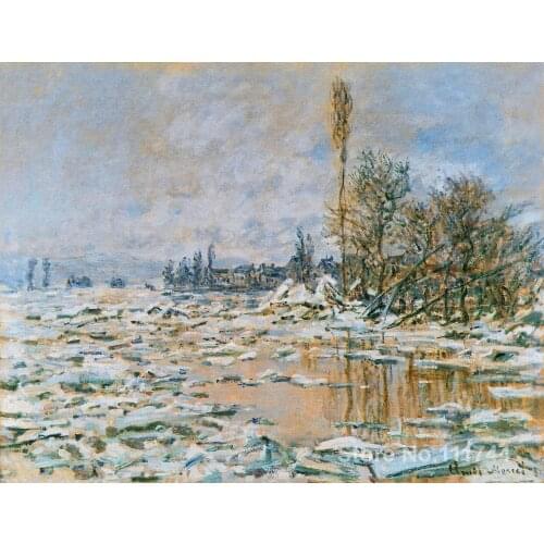 Online art gallery Breakup of Ice Lavacourt Grey Weather Claude Monet Landscape paintings Hand painted High quality