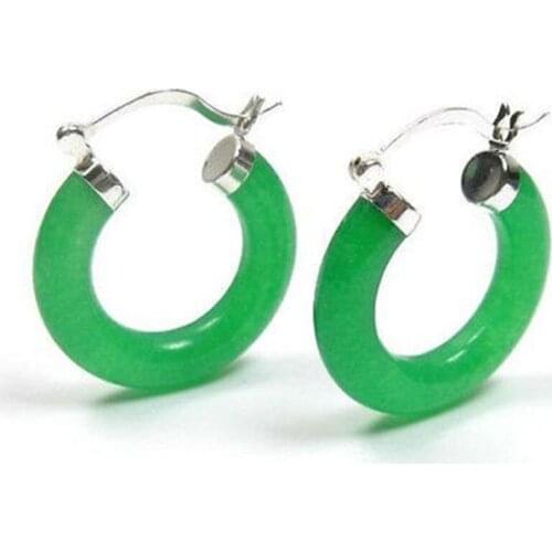 Wholesale good Wholesale price new Ladys Green gem Gems stone Ring Hoop Pierced Earrings for women jewelry