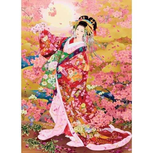 OSH girl pebble round diamond Flowers 5d DIY Diamond Painting Japanese Girl Cross Stitch Picture Of Rhinestone Home Decoration