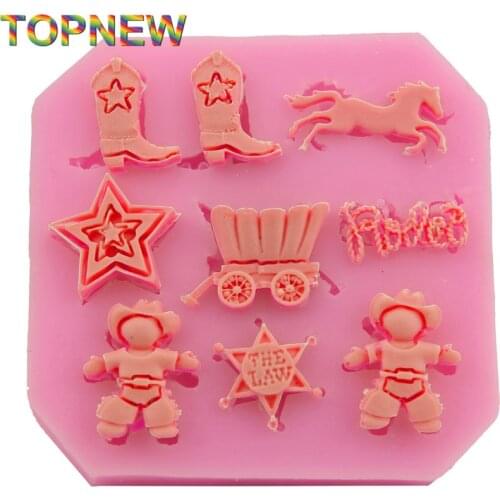 Food Grade Silicone West Cowboy Mold Fondant Cake Decorating Baking Tools 2937
