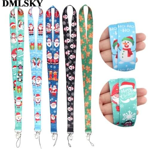 DMLSKY 24pcs/lot Christmas Phone Lanyard Keychain Creative Christmas gift Lanyard For Keys Badge ID Cards Holders Chain M4045