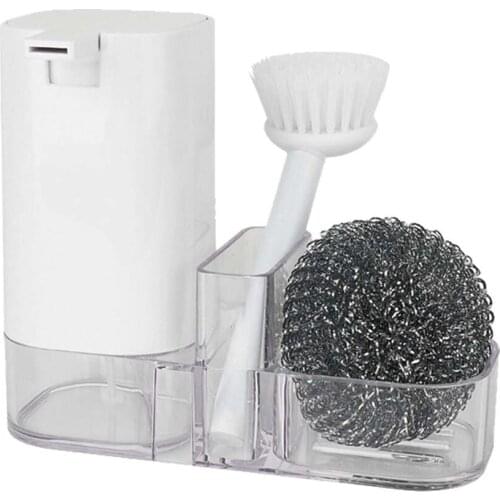 3Pcs/Set Kitchen Cleaning Pot Brush Steel Wire Ball Detergent Bottle Dish Washing Tool Kit Perfect For Kitchens School Canteens