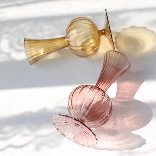 Retro Terrarium Glass Vase Flower Pots Transparent Brown Yellow Nordic Ins Style Simple Plant Table Art Home Decor Minimalist