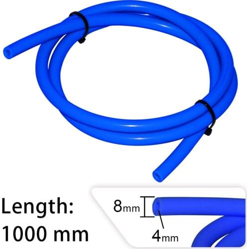 1 Meter Long Universal 4mm Auto Car Vacuum Silicone Hose Racing Line Pipe Tube Blue Black
