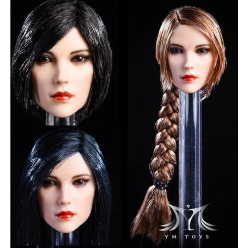 In Stock 1/6 European and American Beauty Head Sculpt YMT017 Li Planted Hair Model for 12'' Suntan Action Figure Body