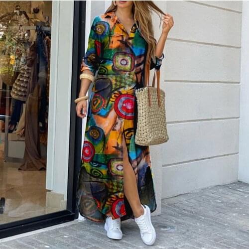 Spring Single Breasted Button Cotton Linen Dress Women Turn-down Collar Long Shirt Dress Retro Adjusted Long Sleeve Maxi Dresses
